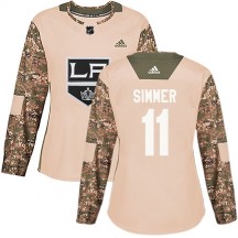 Women's Adidas Los Angeles Kings Charlie Simmer Camo Veterans Day Practice Jersey - Authentic