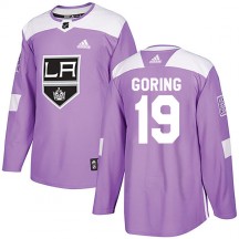 Men's Adidas Los Angeles Kings Butch Goring Purple Fights Cancer Practice Jersey - Authentic