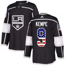 Men's Adidas Los Angeles Kings Adrian Kempe Black USA Flag Fashion Jersey - Authentic
