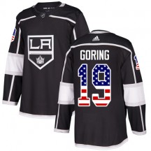 Youth Adidas Los Angeles Kings Butch Goring Black USA Flag Fashion Jersey - Authentic