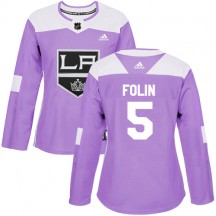 Women's Adidas Los Angeles Kings Christian Folin Purple Fights Cancer Practice Jersey - Authentic