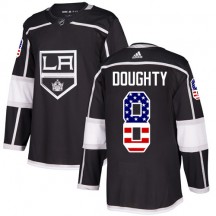 Men's Adidas Los Angeles Kings Drew Doughty Black USA Flag Fashion Jersey - Authentic
