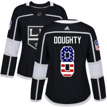 Women's Adidas Los Angeles Kings Drew Doughty Black USA Flag Fashion Jersey - Authentic