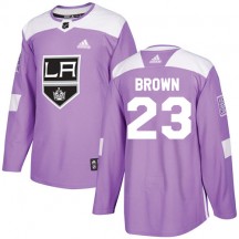 Men's Adidas Los Angeles Kings Dustin Brown Purple Fights Cancer Practice Jersey - Authentic