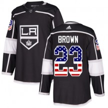 Men's Adidas Los Angeles Kings Dustin Brown Black USA Flag Fashion Jersey - Authentic
