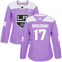 Women's Adidas Los Angeles Kings Jonny Brodzinski Purple Fights Cancer Practice Jersey - Authentic