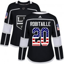 Women's Adidas Los Angeles Kings Luc Robitaille Black USA Flag Fashion Jersey - Authentic