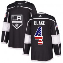 Youth Adidas Los Angeles Kings Rob Blake Black USA Flag Fashion Jersey - Authentic