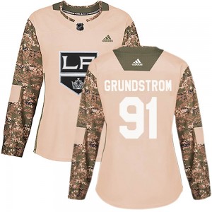 Women's Adidas Los Angeles Kings Carl Grundstrom Camo Veterans Day Practice Jersey - Authentic