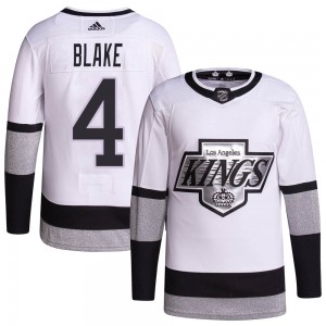 Youth Adidas Los Angeles Kings Rob Blake White 2021/22 Alternate Primegreen Pro Player Jersey - Authentic