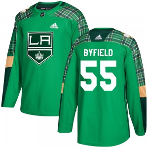 Men's Adidas Los Angeles Kings Quinton Byfield Green St. Patrick's Day Practice Jersey - Authentic