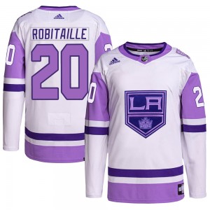 Youth Adidas Los Angeles Kings Luc Robitaille White/Purple Hockey Fights Cancer Primegreen Jersey - Authentic