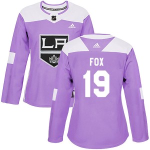 Women's Adidas Los Angeles Kings Jim Fox Purple Fights Cancer Practice Jersey - Authentic