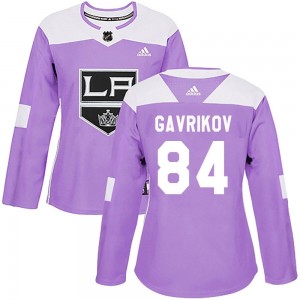 Women's Adidas Los Angeles Kings Vladislav Gavrikov Purple Fights Cancer Practice Jersey - Authentic