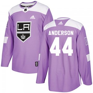 Youth Adidas Los Angeles Kings Mikey Anderson Purple ized Fights Cancer Practice Jersey - Authentic