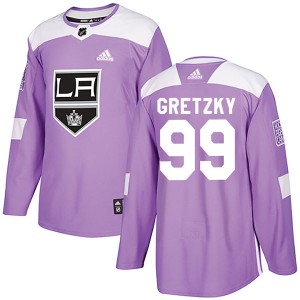 Youth Adidas Los Angeles Kings Wayne Gretzky Purple Fights Cancer Practice Jersey - Authentic