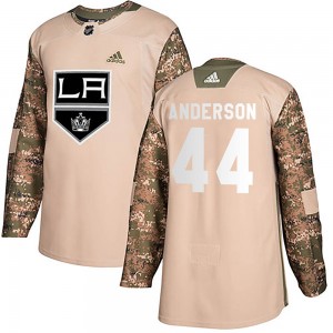 Men's Adidas Los Angeles Kings Mikey Anderson Camo ized Veterans Day Practice Jersey - Authentic