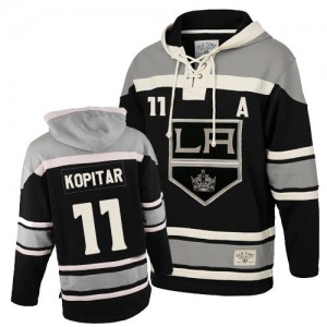 Youth Los Angeles Kings Anze Kopitar Black Old Time Hockey Sawyer Hooded Sweatshirt - Authentic