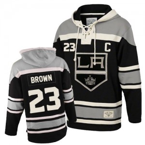 Youth Los Angeles Kings Dustin Brown Black Old Time Hockey Sawyer Hooded Sweatshirt - Authentic