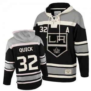 Youth Los Angeles Kings Jonathan Quick Black Old Time Hockey Sawyer Hooded Sweatshirt - Authentic