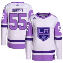 Men's Adidas Los Angeles Kings Larry Murphy White/Purple Hockey Fights Cancer Primegreen Jersey - Authentic