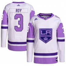Men's Adidas Los Angeles Kings Matt Roy White/Purple Hockey Fights Cancer Primegreen Jersey - Authentic